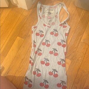 Victoria's Secret Pink BLING VINTAGE heather blue&white w/Red 🍒 Logo spellout!!